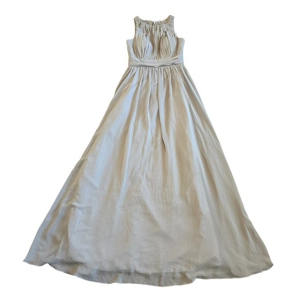 Azazie Luz Bridesmaid Dress Gown Silver Grey Lace Flowy Size A2 2 Women's NWT - Picture 1 of 15